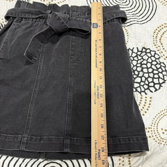 Madewell STRETCH DENIM PAPERBAG MINI SKIRT IN LUNAR WASH Black size Small Belted - Picture 4 of 8